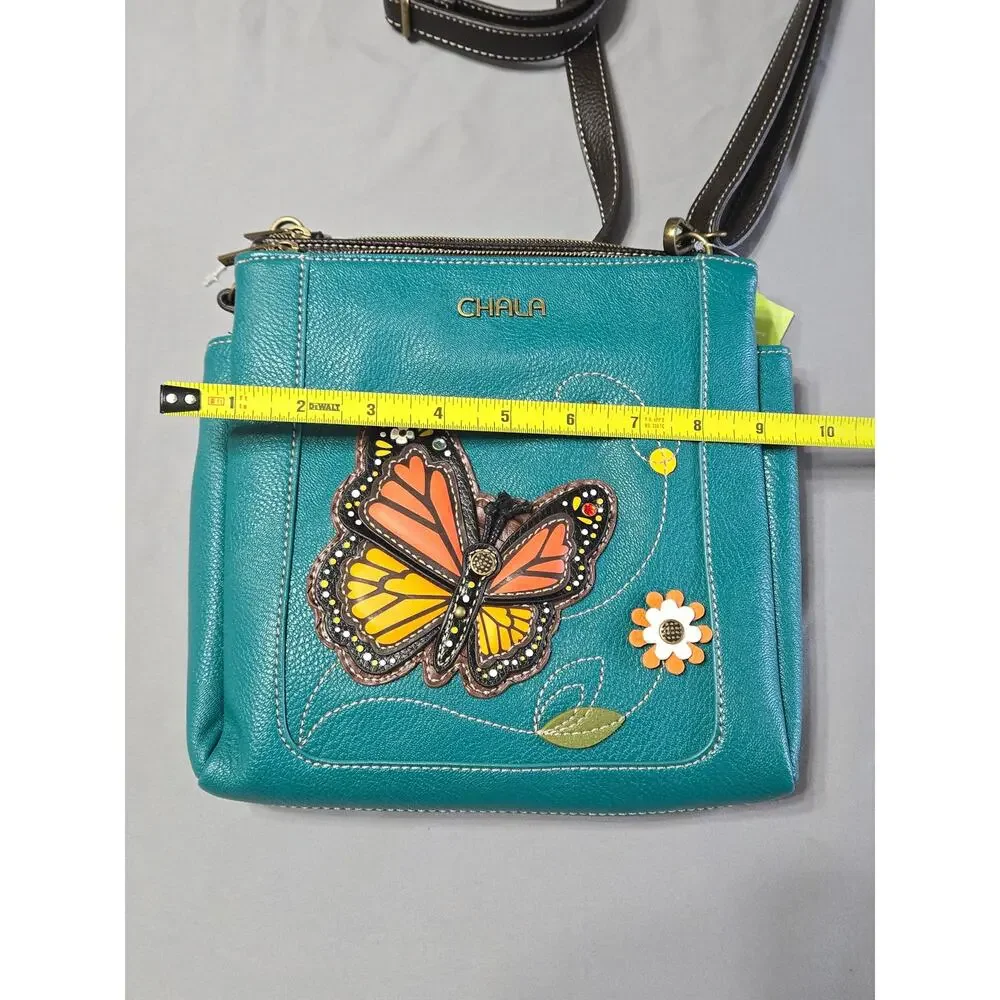 CHALA Monarch Butterfly Turquoise Crossbody Bag RFID Vegan Leather